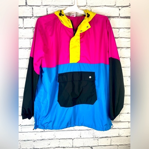 Elbowgrease Oversized Colorblock Y2K Pink & Blue Hooded Windbreaker size XL - Picture 1 of 7